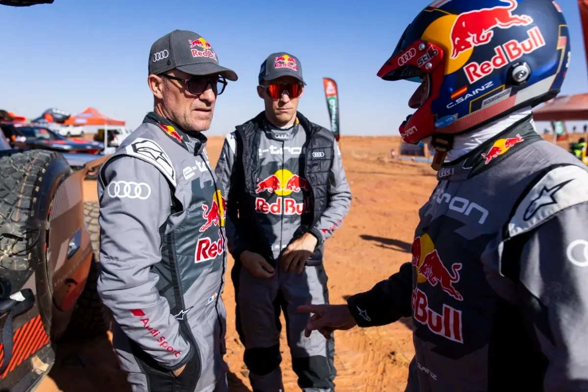 Audi E-Tron Team Drivers in Red Bull Race Suits
