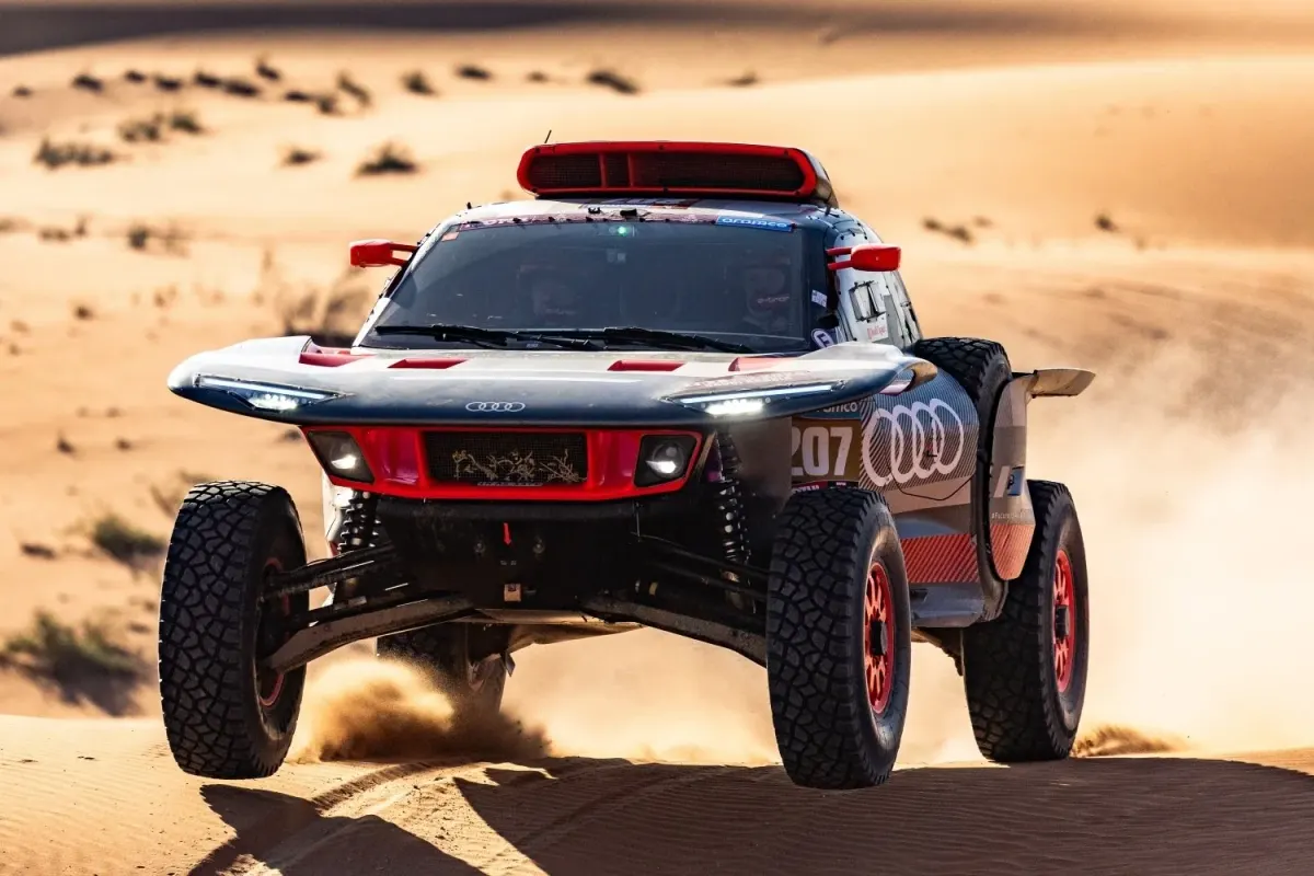 Audi ETron Racecar in the Sand at the Dakar Race