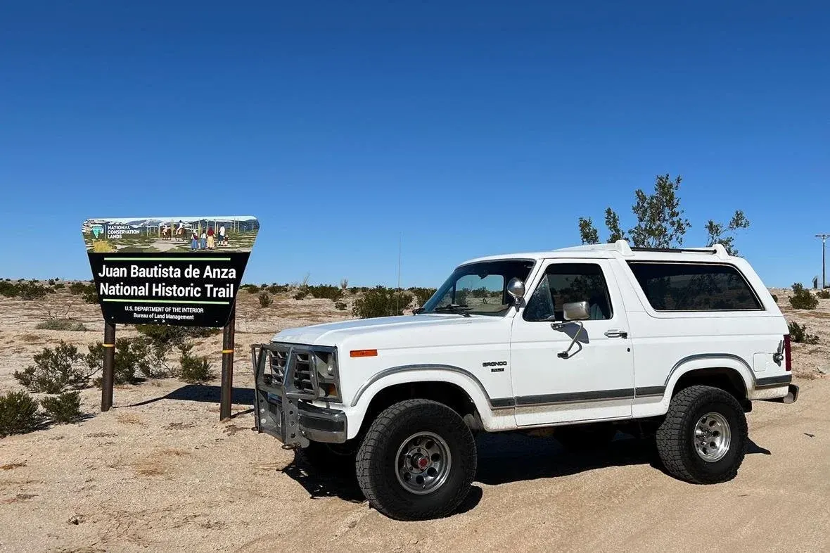 Old Ford Bronco at the start of the Juan Bautista de Anza National Historic Trail