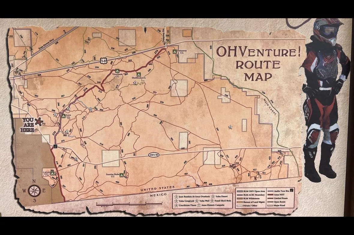 OHV adventure route map of southern California