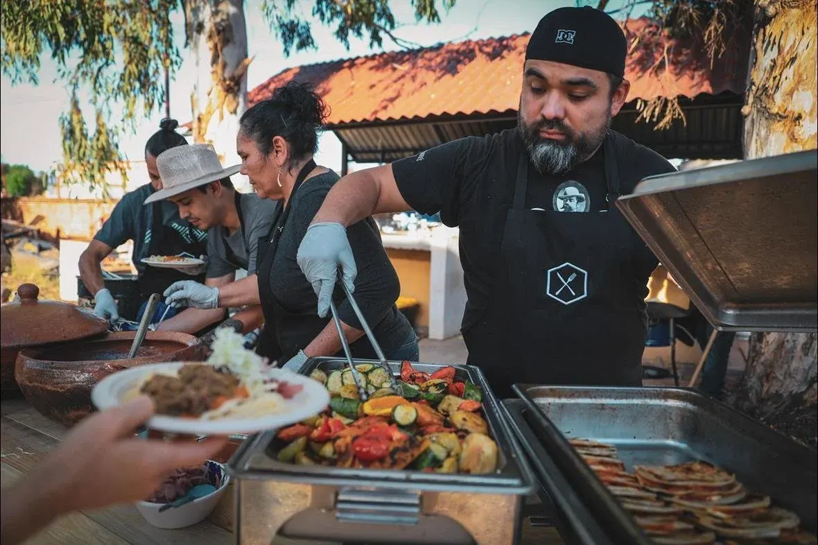 Group of overlanders having dinner in Mexico
